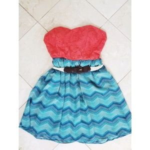 Sleeveless Red & Blue Dress | City Triangles